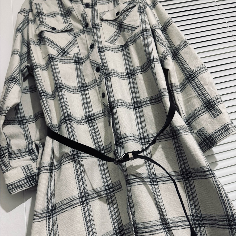 Fashion Nova White and Black Flannel Dress